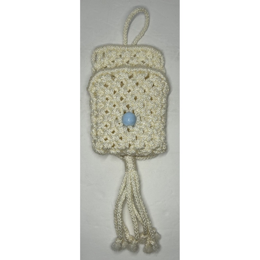 Macrame With Pocket Decor Wall Hanging Plant Holder Vintage Handmade Crochet‎